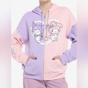 My Melody & Kuromi Pastel Split Girls Hoodie